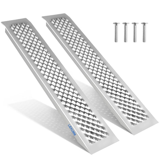 LIEKUMM 2X Aluminium Auffahrrampe, 400 kg Tragkraft 120 x 23 cm Auffahrrampe für Anhänger, Laderampe für PKW, Anhänger, Leichte Motorrad Rampe für Treppe, Fahrrad