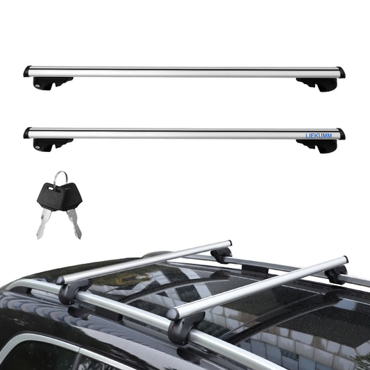 LIEKUMM Dachträger Universal 135cm, 2er-Pack Dachträger Geschlossene Reling, bis 120 cm Breit Nutzbar Aluminium Relingträger für offene Dachrelinge, Vormontiert, Inklusive Schloss