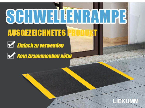 Schwellenrampe, 300KG Kapazität, leichte Türschwellenrampe mit Anti-Rutsch-Oberfläche, Rollstuhlrampe für Tür, Treppe, Stufen, Schwarz