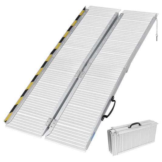 LIEKUMM Rollstuhlrampe Klappbar, 151,5 cm Tragbar Rollstuhlrampe für Treppen, 300 kg Tragkraft Aluminium Auffahrrampe für Rollstuhl, Scooter, Stufen, Bordsteine, Kinderwagen, Elektro-Rollstuhl