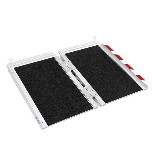 LIEKUMM Rollstuhlrampe, 300 kg Tragkraft Aluminium Auffahrrampe rutschfest, Rollstuhlrampe für Treppen, Tragbare Rampe für Rollstuhl, Türschwellen, Zuhause