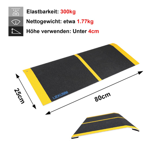 Schwellenrampe, 300KG Kapazität, leichte Türschwellenrampe mit Anti-Rutsch-Oberfläche, Rollstuhlrampe für Tür, Treppe, Stufen, Schwarz
