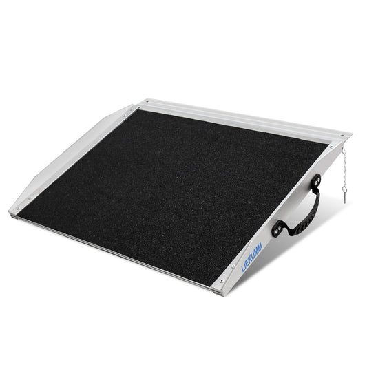 LIEKUMM Rollstuhlrampe, 300kg Kapazität Aluminium Rampe für Rollstuhl, Schwellenrampe für Zuhause, Stufen, Tragbar Auffahrrampe für Elektro-Rollstuhl, Scooter, Kinderwagen, Warenwagen