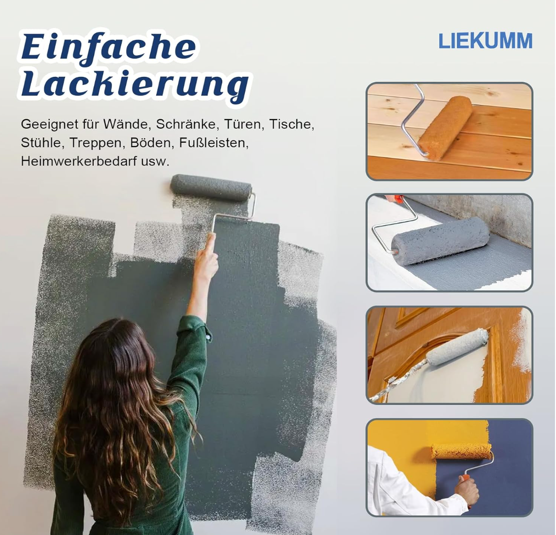 LIEKUMM 20 Stücke Malerrollen Set, 16 cm Farbroller, Florhöhe 10mm Profi Farbwalze, Lackroller für Holz, Farbrollen für Zimmer, Wand, Decke, Kabinettmalerei, Weiß