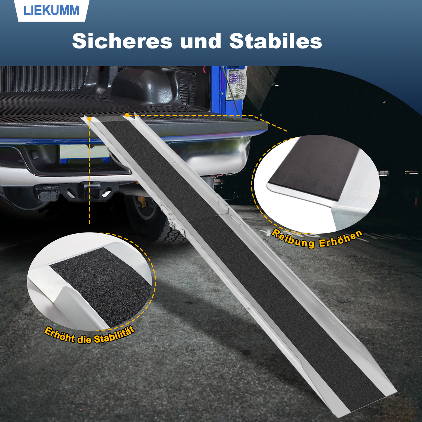 LIEKUMM Stahl Auffahrrampe 180 cm – Klappbar, 280 kg Tragkraft