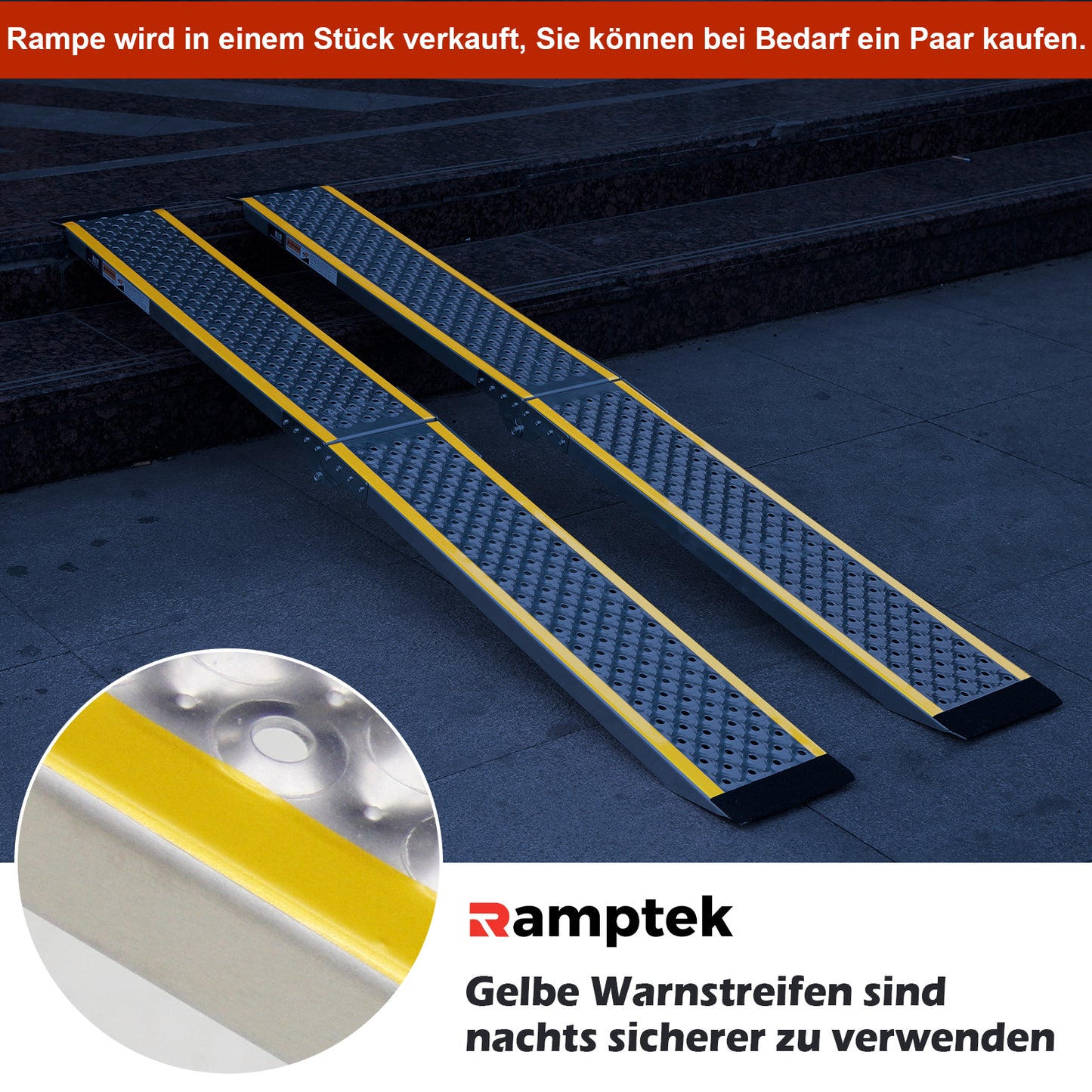 Rampe de chargement, 200 x 21,5 cm, rampe de chargement portable pour moto, capacité de 300 kg, rampe de chargement en aluminium pour VTT, quad, camion, scooter, tondeuse à gazon, motocross, 1 pièce