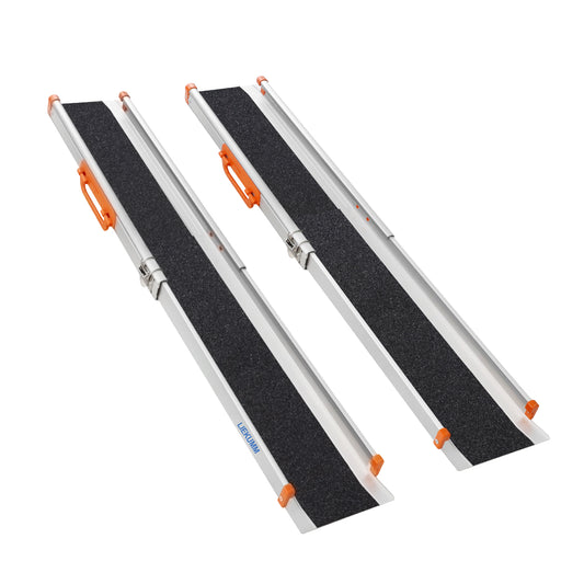 LIEKUMM Rolhlrampe für Treppen, 2 Stück, 300 kg Tragkraft Rollstuhlrampe für Rollstuhl & Scooter, Auffahrrampe für türschwellen, bordsteine, Stufen, Elektro-rollstühle, fahrräder