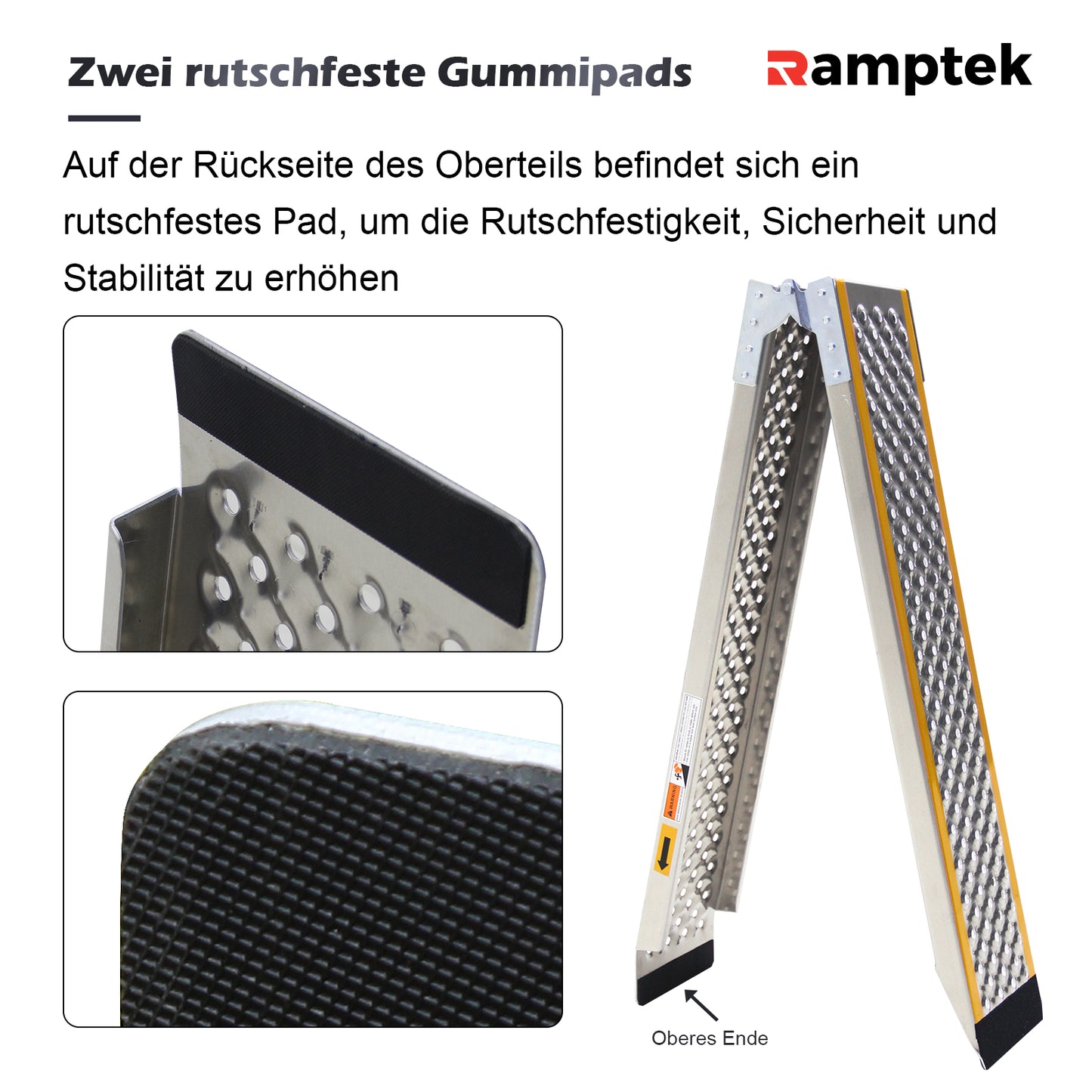 Rampe de chargement, 200 x 21,5 cm, rampe de chargement portable pour moto, capacité de 300 kg, rampe de chargement en aluminium pour VTT, quad, camion, scooter, tondeuse à gazon, motocross, 1 pièce