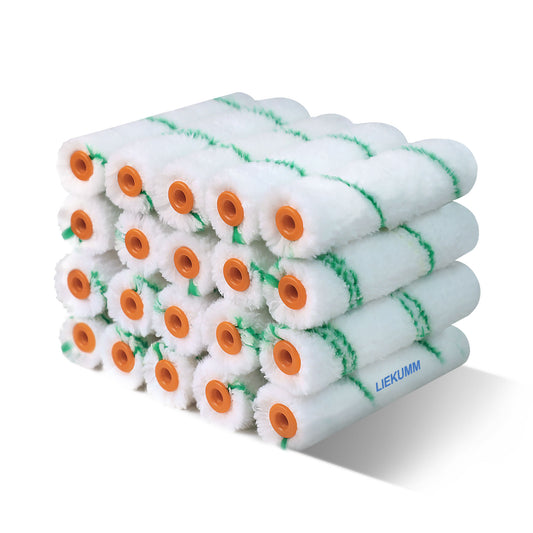 LIEKUMM 20 Stücke Malerrollen Set, Lackroller für Holz, Farbrollen für Zimmer, Wand, Decke, Kabinettmalerei, Grün