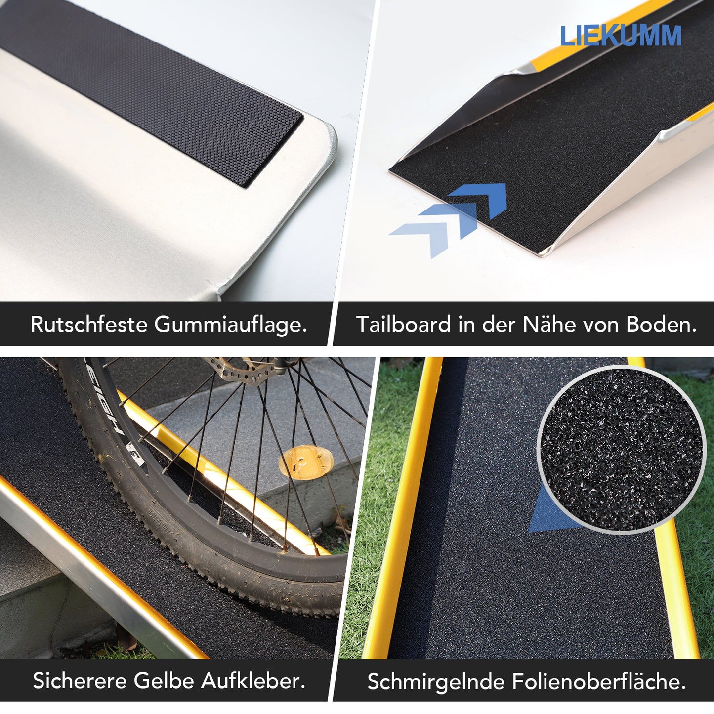 LIEKUMM Auffahrrampe, 2 Stück, Laderampe bis zu 600kg pro Paar, Alu Motorradrampe Verladerampe Anhängerrampe für ATVs Schweres Motorrad Rasenmäher Schneefräsen LKWs Vierräder