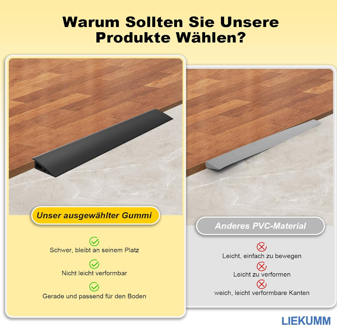 LIEKUMM 100 cm Gummi Türschwellenrampe, 3–3,5 cm Höhe, 1000 kg Tragkraft, Rampe für Rasen, Türschwellen, Teppich, Bordsteinrampe für Golfcart, Motorrad, Rollstuhl, Transportwagen