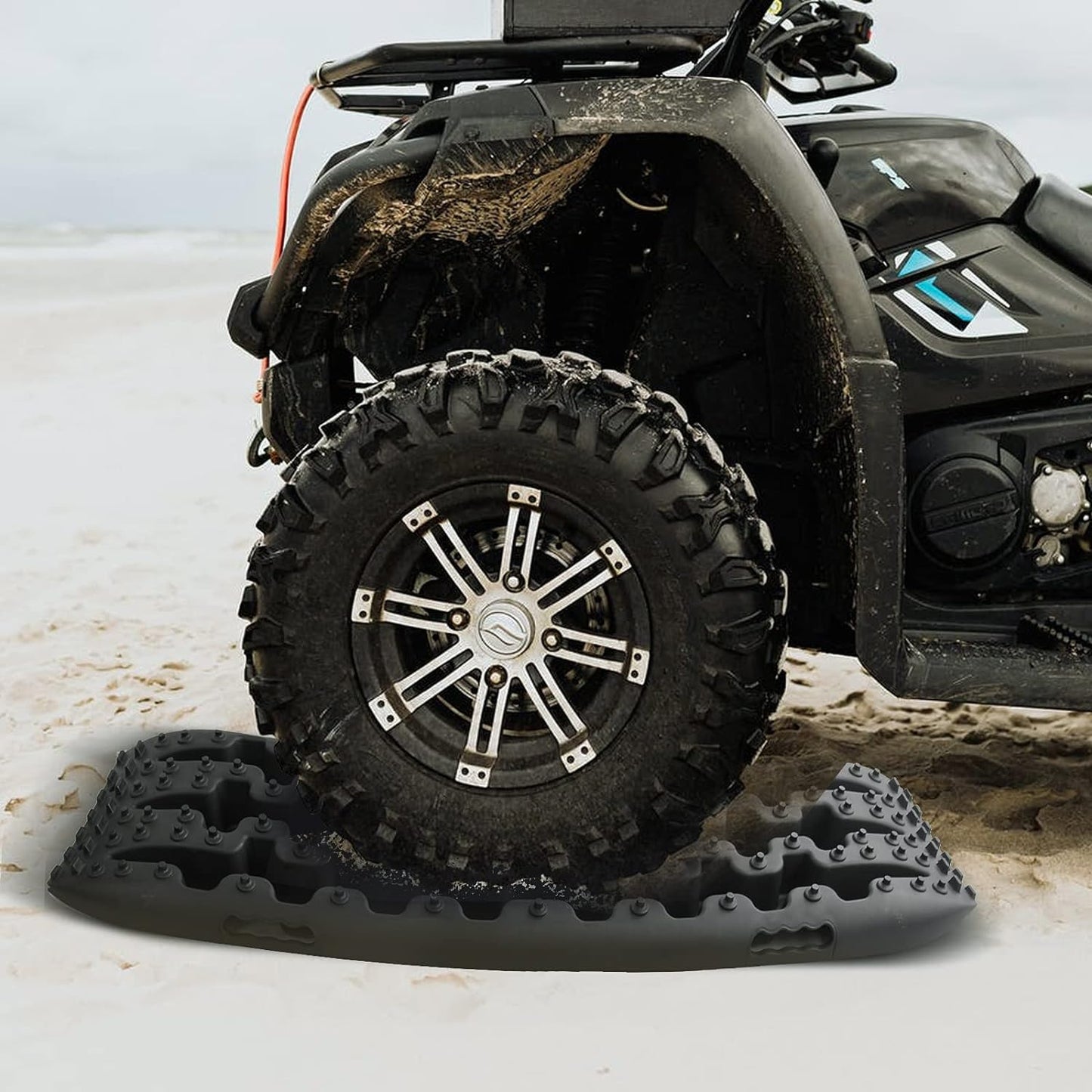 2 Stück Traktionshilfe Caravan Bergungsketten Traktionshilfe Schnee Offroad-Schienen Traktionsband Traktionsmatten Gripmatte Sand Schneereifen Leiter für PKW LKW Schwarz