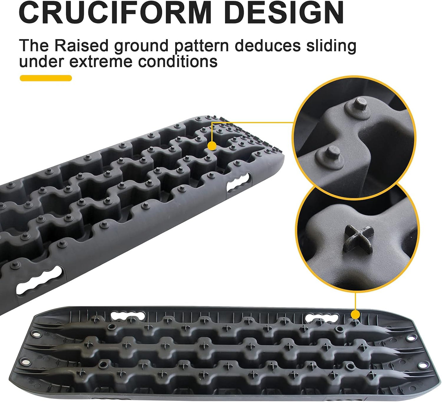 2 Stück Traktionshilfe Caravan Bergungsketten Traktionshilfe Schnee Offroad-Schienen Traktionsband Traktionsmatten Gripmatte Sand Schneereifen Leiter für PKW LKW Schwarz