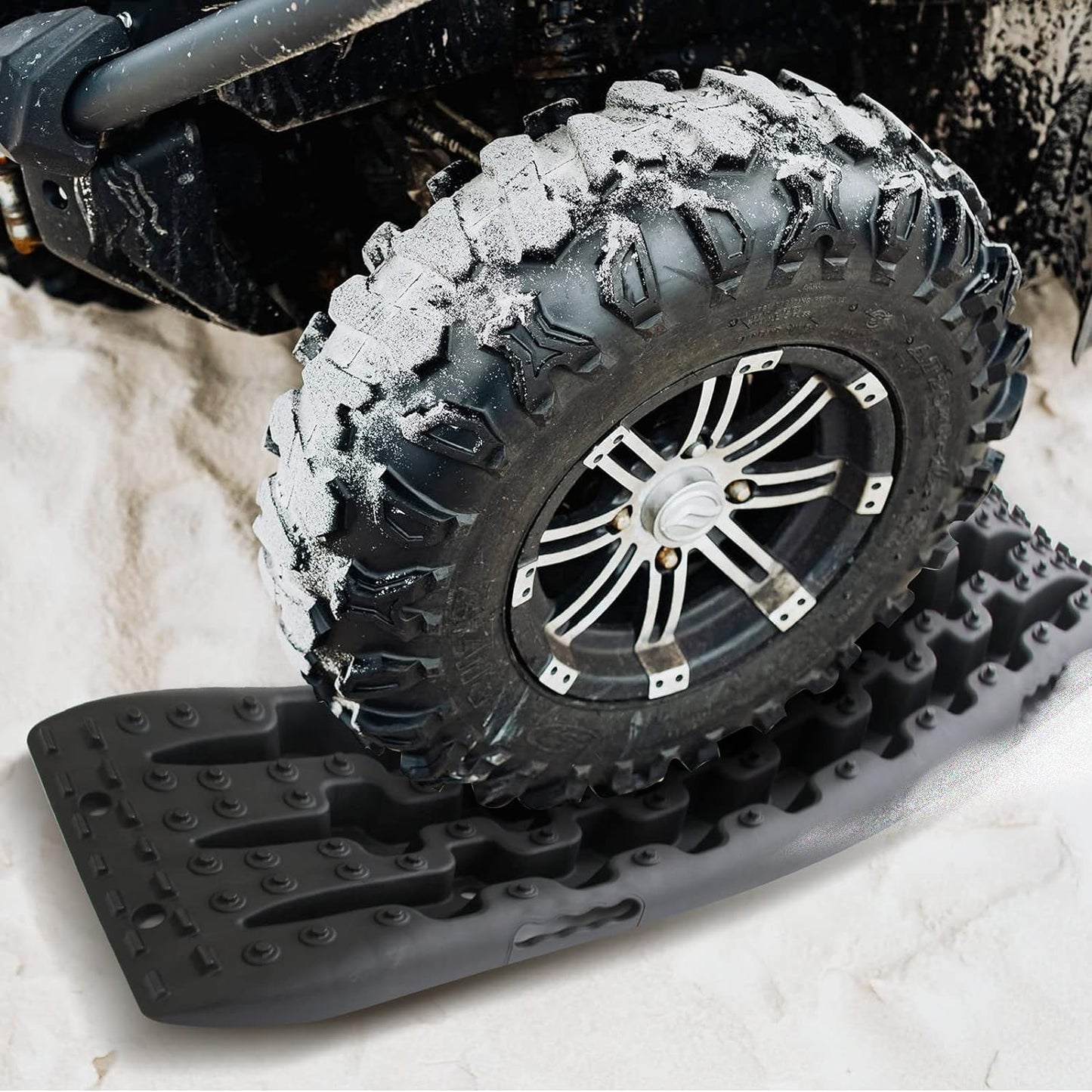 2 Stück Traktionshilfe Caravan Bergungsketten Traktionshilfe Schnee Offroad-Schienen Traktionsband Traktionsmatten Gripmatte Sand Schneereifen Leiter für PKW LKW Schwarz