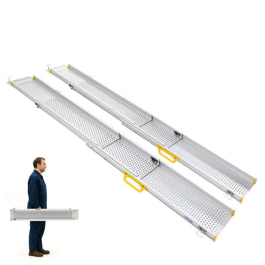 LIEKUMM Rollstuhlrampe 2er Set, teleskopisch 127–300 cm, 300 kg, für Treppen & Stufen