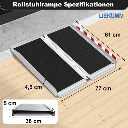 LIEKUMM Extra Breite Rollstuhlrampe 61-152 cm – Aluminium, klappbar, 300 kg