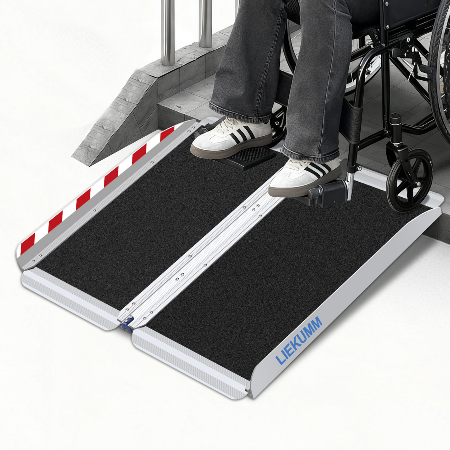 LIEKUMM Extra Breite Rollstuhlrampe 61-152 cm – Aluminium, klappbar, 300 kg