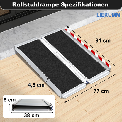 LIEKUMM Extra Breite Rollstuhlrampe 61-152 cm – Aluminium, klappbar, 300 kg