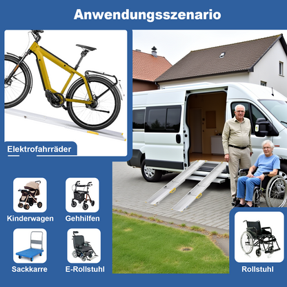 LIEKUMM Rollstuhlrampe 2er Set, teleskopisch 127–300 cm, 300 kg, für Treppen & Stufen