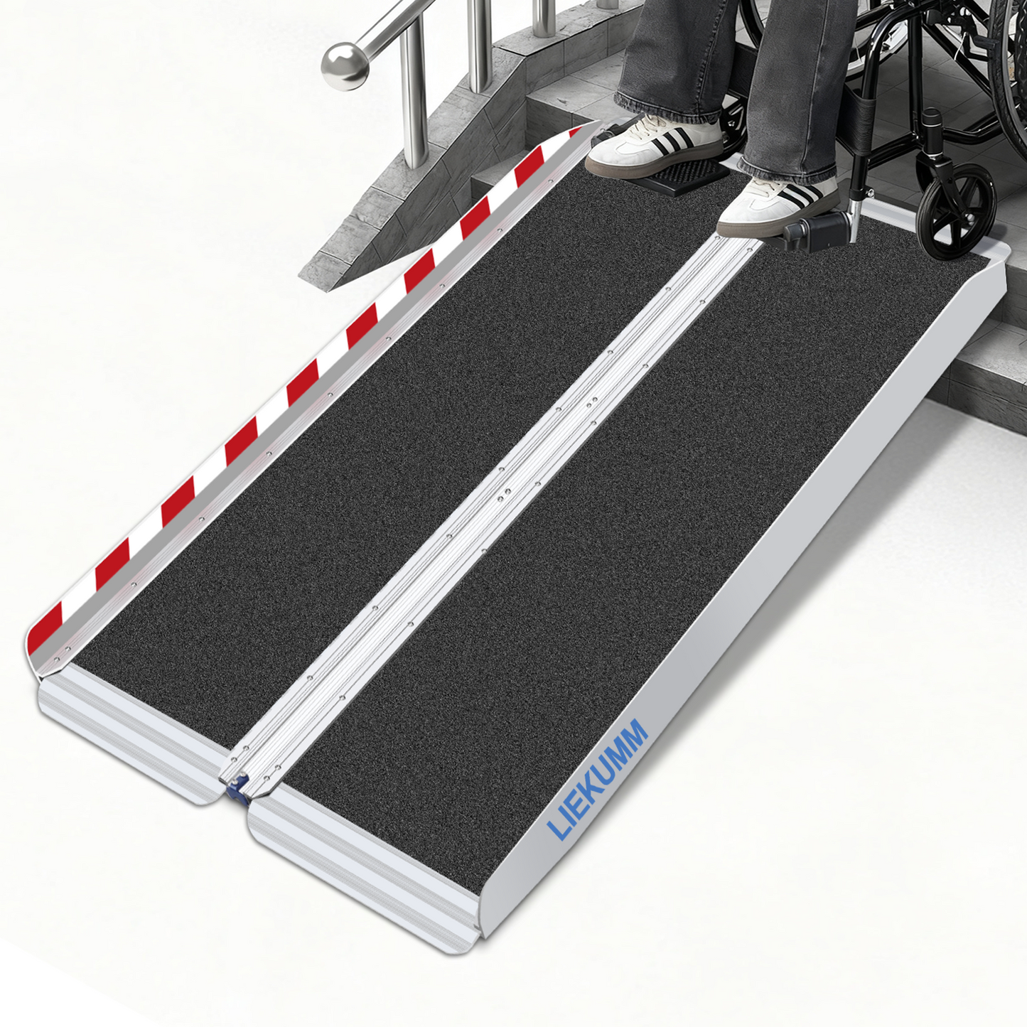 LIEKUMM Extra Breite Rollstuhlrampe 61-152 cm – Aluminium, klappbar, 300 kg