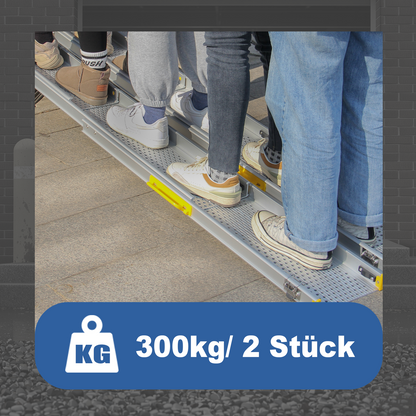 LIEKUMM Rollstuhlrampe 2er Set, teleskopisch 127–300 cm, 300 kg, für Treppen & Stufen