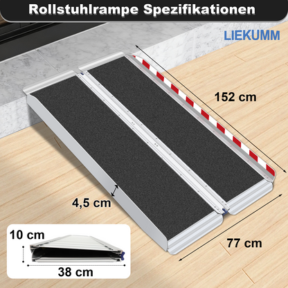 LIEKUMM Extra Breite Rollstuhlrampe 61-152 cm – Aluminium, klappbar, 300 kg