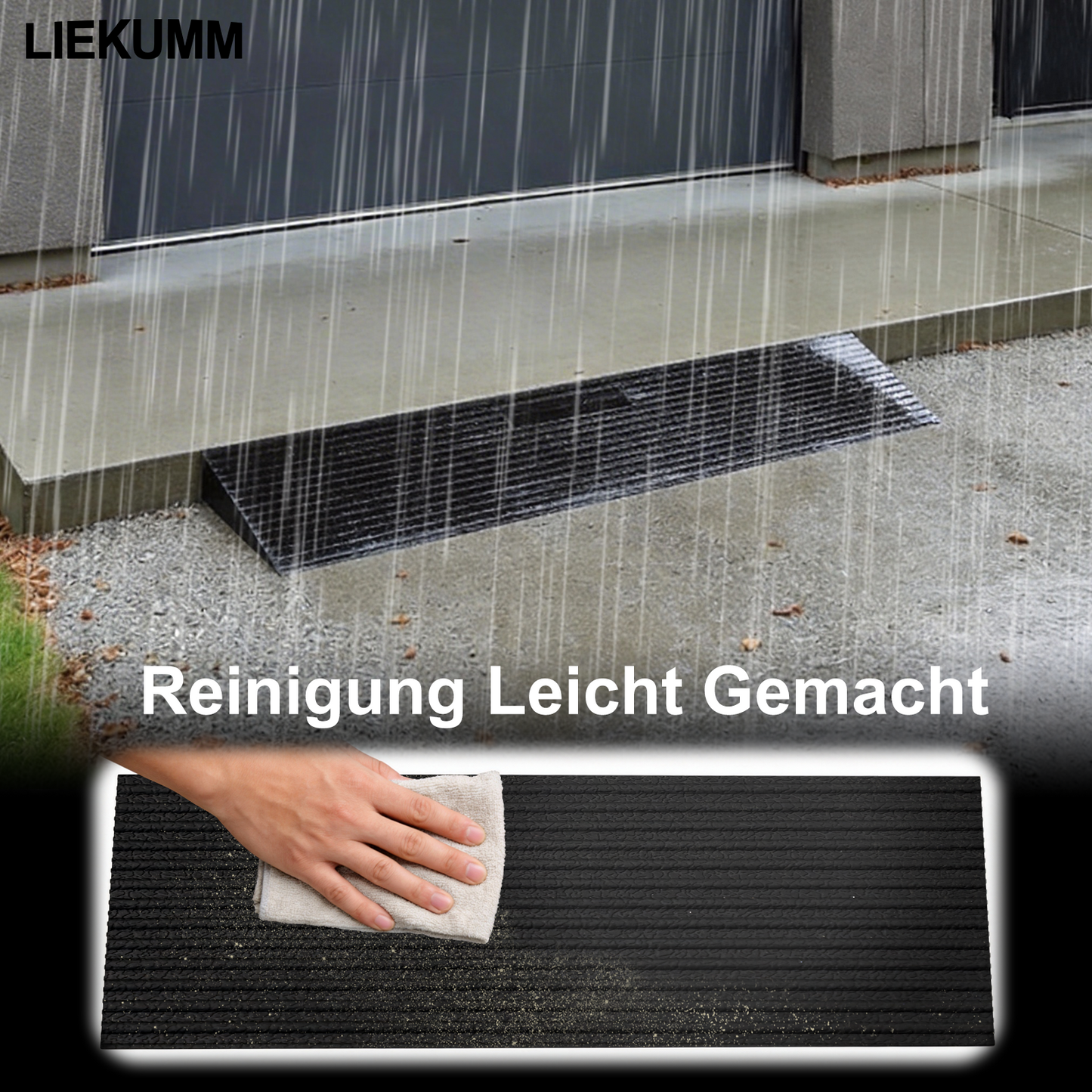 LIEKUMM Gummi Schwellenrampe – Rutschfest, 650 kg, für Türen & Stufen
