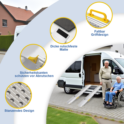 LIEKUMM Rollstuhlrampe 2er Set, teleskopisch 127–300 cm, 300 kg, für Treppen & Stufen