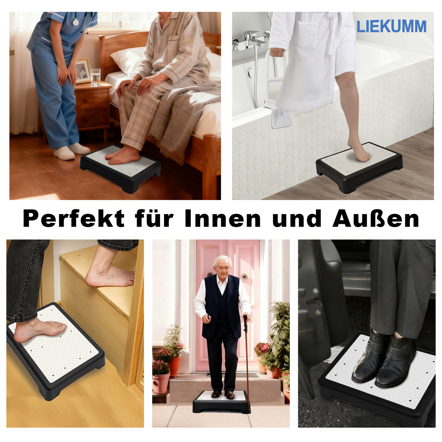 LIEKUMM Halbstufe 8,5 cm – Rutschfest, 220 kg, Einstiegshilfe für Bad & Alltag