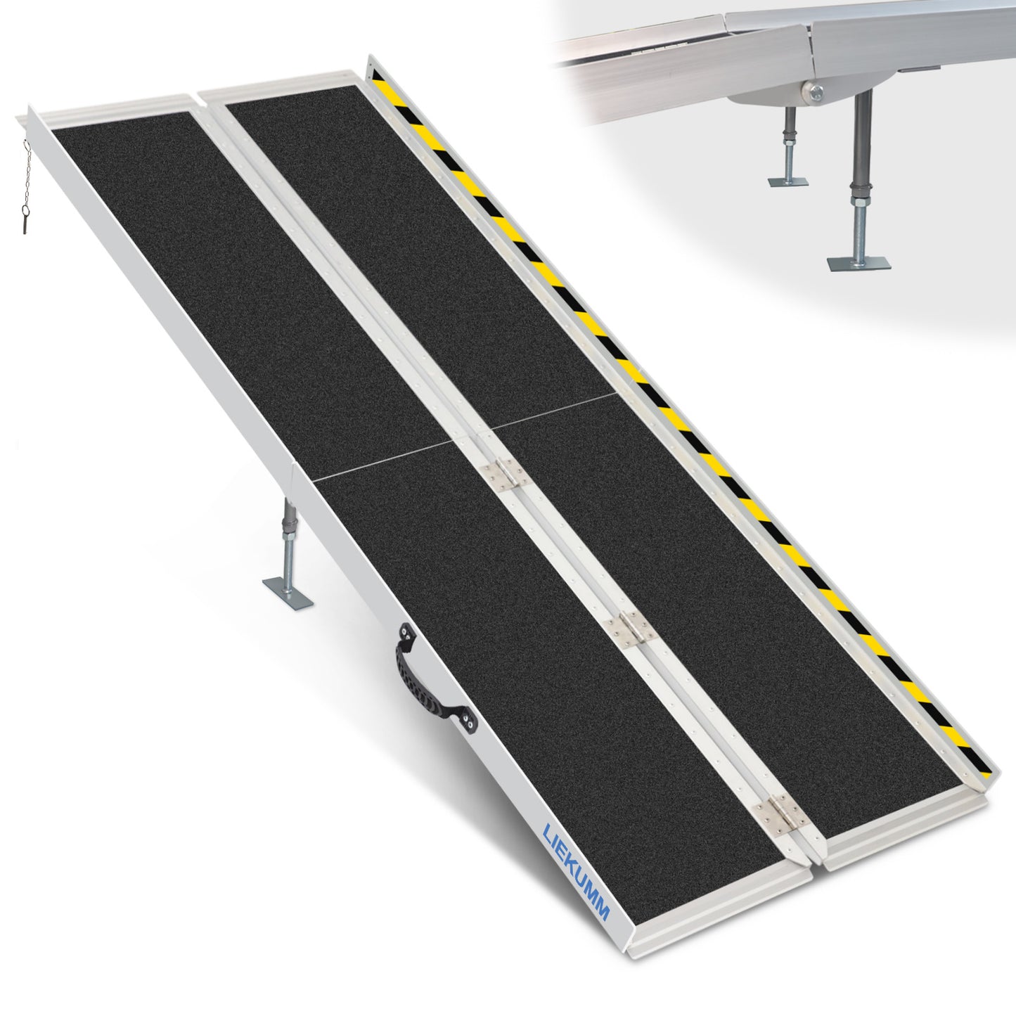 LIEKUMM Aluminium Rollstuhlrampe – Rutschfest, 300 kg Tragkraft, für Treppen & Zuhause