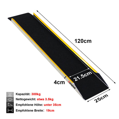 Loading ramp, 1 piece, 120cm loading ramp up to 300kg, aluminum motorcycle ramp, loading ramp, trailer ramp for ATVs, heavy motorcycles, lawn mowers, snow blowers, trucks, four-wheelers 