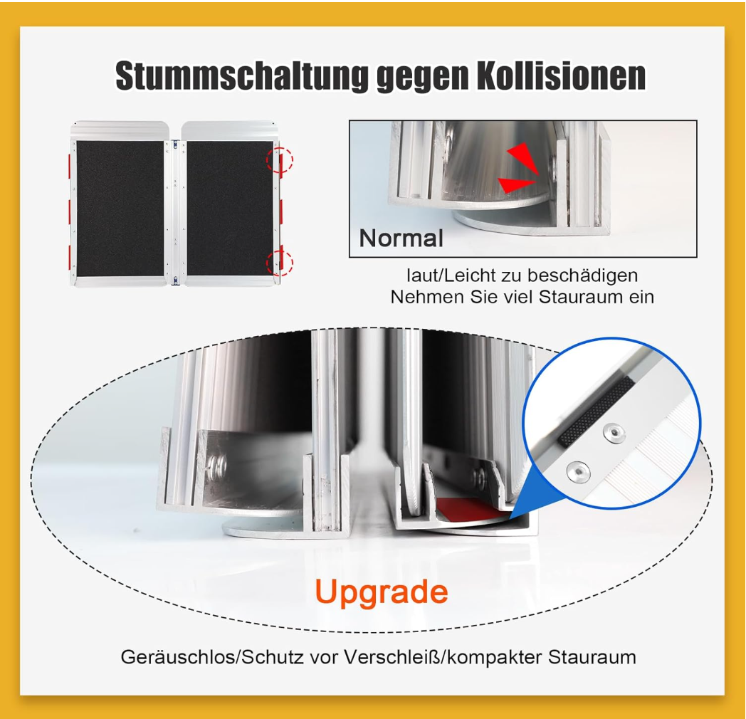 LIEKUMM Rollstuhlrampe 77 cm Breite, 300 kg Kapazität Rollstuhlrampe Klappbar, 61 cm Aluminium Rollstuhlrampe für Treppen, Stufen, Bordsteine, Schwellenrampe für Elektro-Rollstuhl, Kinderwagen