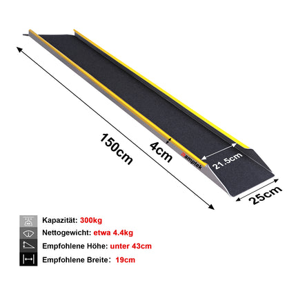 Loading ramp, 1 piece, 120cm loading ramp up to 300kg, aluminum motorcycle ramp, loading ramp, trailer ramp for ATVs, heavy motorcycles, lawn mowers, snow blowers, trucks, four-wheelers 