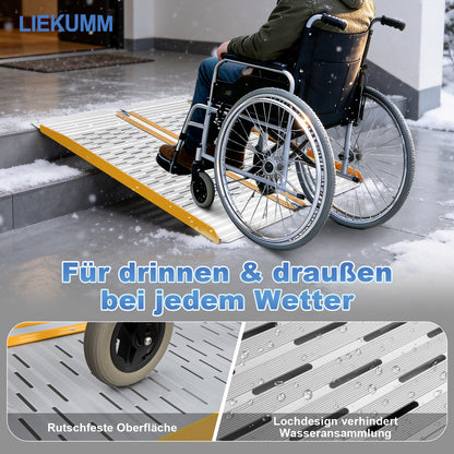 LIEKUMM Leichte Aluminium Rollstuhlrampe 121 cm – Klappbar, 300 kg