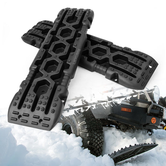 LIEKUMM 2 Stücke Sandbleche Offroad, 10 t Tragkraft Sandbleche Wohnmobil, Kunststoff Sandblech für Geländewagen PKW LKW, Sandboard für Sand Schlamm Schnecovery Board Tracks Mats für Auto LKW, 105 x 29 x6cm