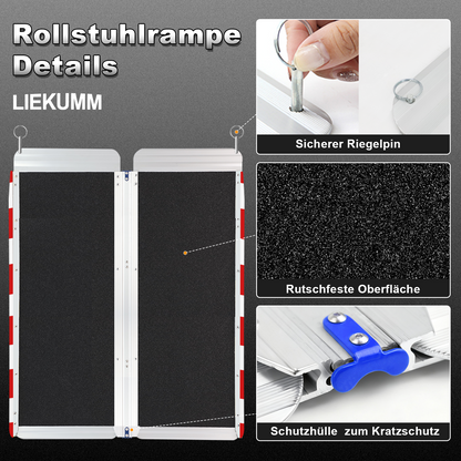 LIEKUMM Extra Breite Rollstuhlrampe 61-152 cm – Aluminium, klappbar, 300 kg