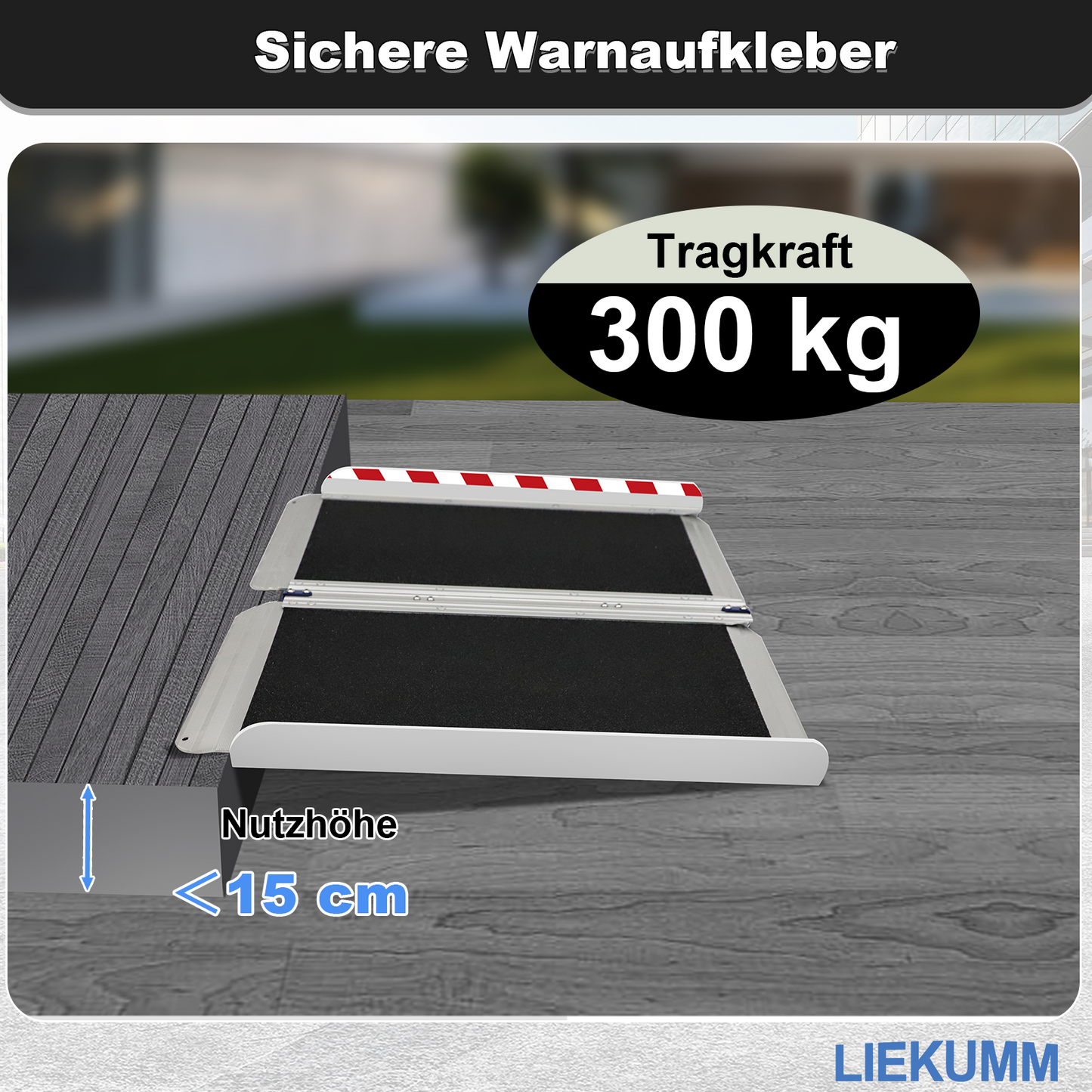 LIEKUMM Extra Breite Rollstuhlrampe 61-152 cm – Aluminium, klappbar, 300 kg