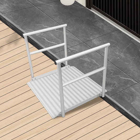 LIEKUMM Rollstuhlrampe mit Handläufen 91 × 91 cm – Aluminium, 300 kg