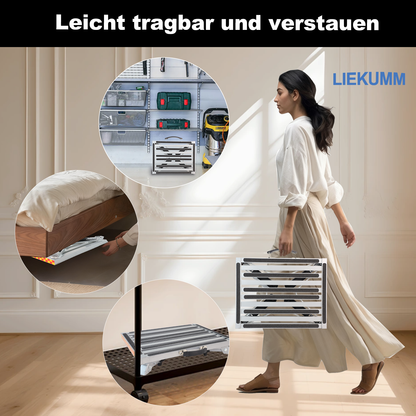 LIEKUMM Höhenverstellbarer Alu Tritthocker – Klappbar, Rutschfest, 450 kg