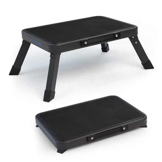 LIEKUMM Klappbarer Tritthocker 18 cm hoch, 150 kg Tragkraft – Leichte Trittstufe aus Stahl für Küche, Haushalt und Wohnwagen, mit Rutschfester Plattform und Gummifüßen