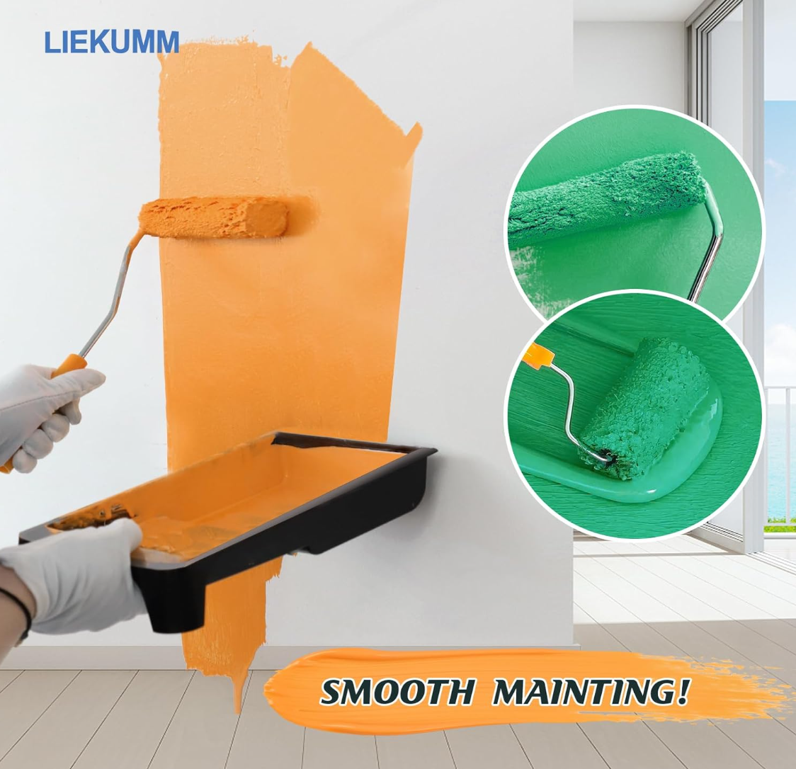 LIEKUMM 20 Stücke Malerrollen Set, 16 cm Farbroller, Florhöhe 10mm Profi Farbwalze, Lackroller für Holz, Farbrollen für Zimmer, Wand, Decke, Kabinettmalerei, Weiß