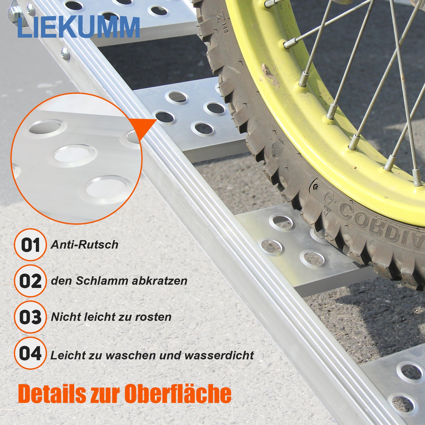 LIEKUMM 2er Set Aluminium Auffahrrampe 195,5 cm – Klappbar, 680 kg Tragkraft