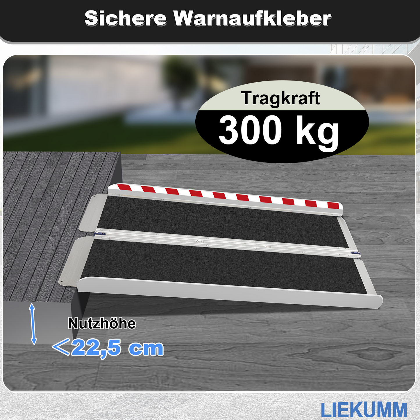 LIEKUMM Extra Breite Rollstuhlrampe 61-152 cm – Aluminium, klappbar, 300 kg