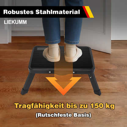 LIEKUMM Tritthocker 18 cm – Klappbar, 150 kg Belastbar