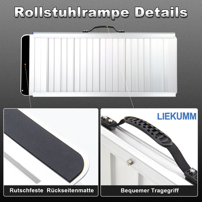 LIEKUMM Extra Breite Rollstuhlrampe 61-152 cm – Aluminium, klappbar, 300 kg