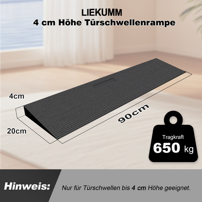 LIEKUMM Gummi Schwellenrampe – Rutschfest, 650 kg, für Türen & Stufen