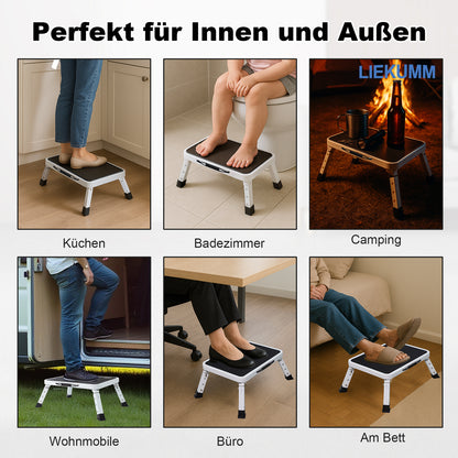 LIEKUMM 3-stufiger Klapphocker – Höhenverstellbar, Rutschfest, 150 kg