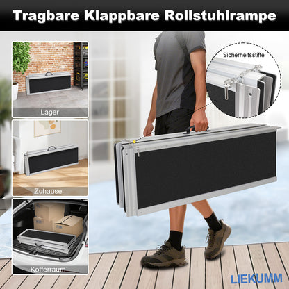 LIEKUMM Tragbare Aluminium Rollstuhlrampe 151,5 cm – Klappbar, 300 kg