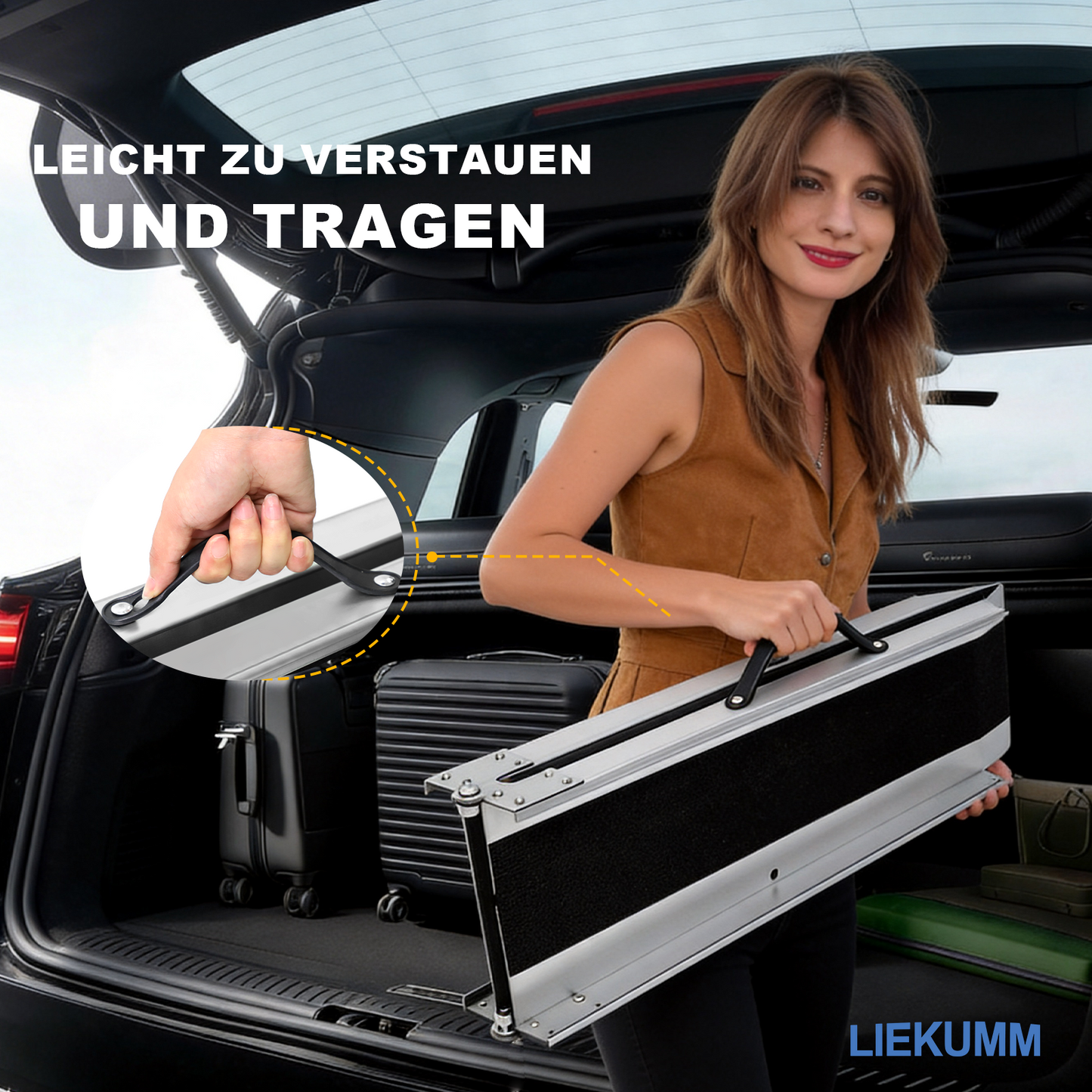 LIEKUMM Stahl Auffahrrampe 180 cm – Klappbar, 280 kg Tragkraft