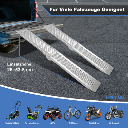 LIEKUMM 2er Set Aluminium Auffahrrampe 150 cm – Klappbar, 400 kg